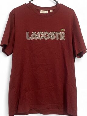 Lacoste Men's Deep Burgundy Logo Short Sleeve Tee
